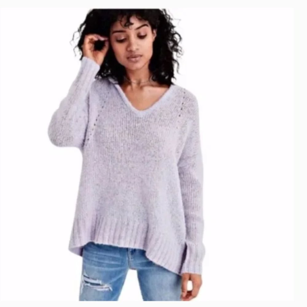 American Eagle Lavender Violet Hooded Sweater (263)🦋